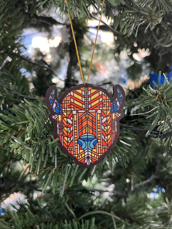 Buffalo Head Tree Ornament - Frank Lloyd inspired - illustrated by the Cryptic Crayon