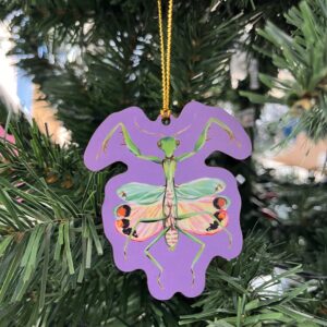 Praying Mantis Tree Ornament - Based on an original painting by Elizabeth Gatto